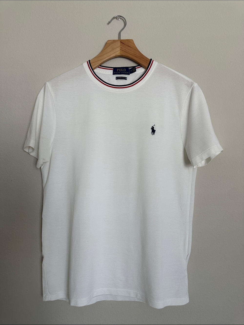 Polo by Ralph Lauren White Short-Sleeve Crew with Red & Navy Trim